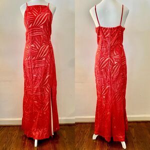 Trixxi Y2K Prom Dress Gown with Slit in Red - Juniors Size 15/XL